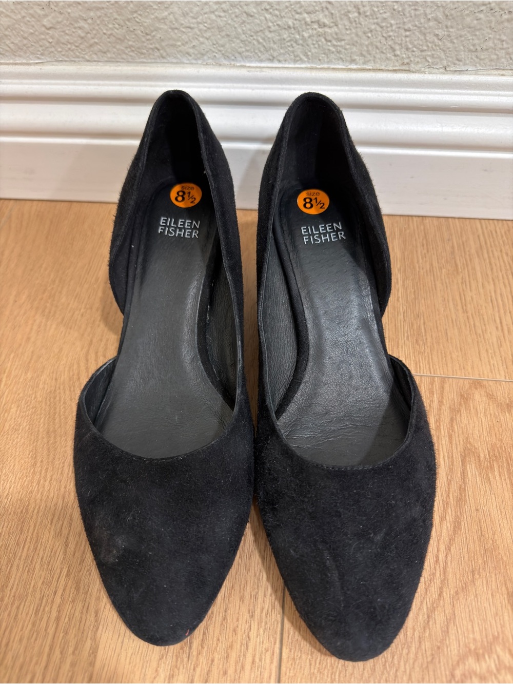 Eileen Fisher Lily Pump Black Suede D'Orsay Heels Size 8.5